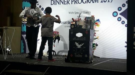 Excited residents participating on stage during the Magic show